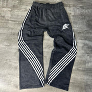 Stripe Word S Print Pocket Flared Trousers