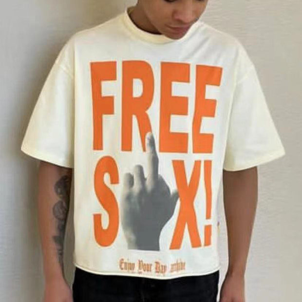 Casual personalized printed letter loose T-shirt