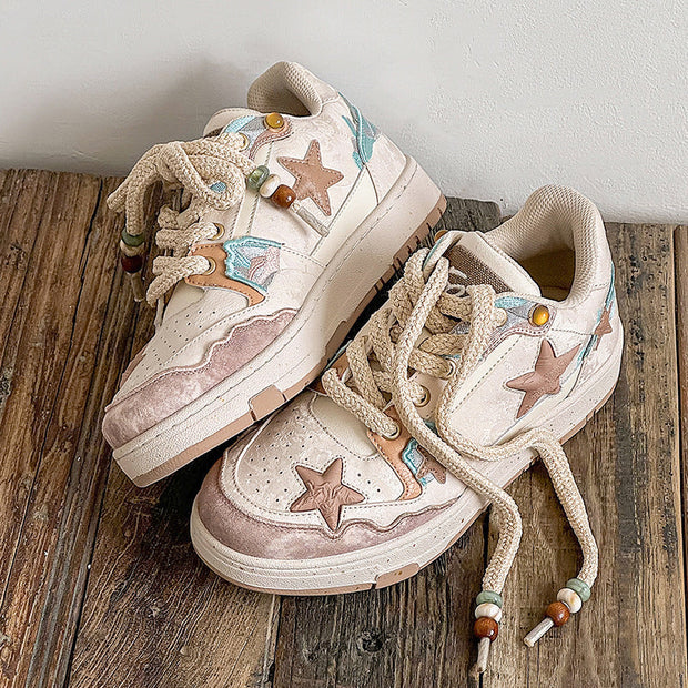 Lucky Star Retro Splicing Sneakers Couple Thick-soled Heavy Bread Shoes
