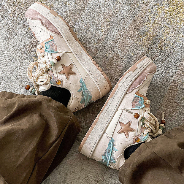 Lucky Star Retro Splicing Sneakers Couple Thick-soled Heavy Bread Shoes