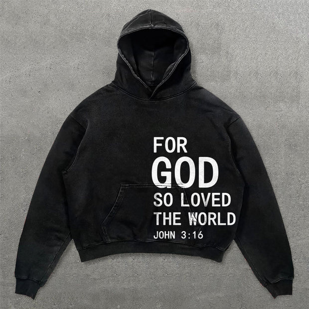 For God So Loved The World Print Long Sleeve Hoodies