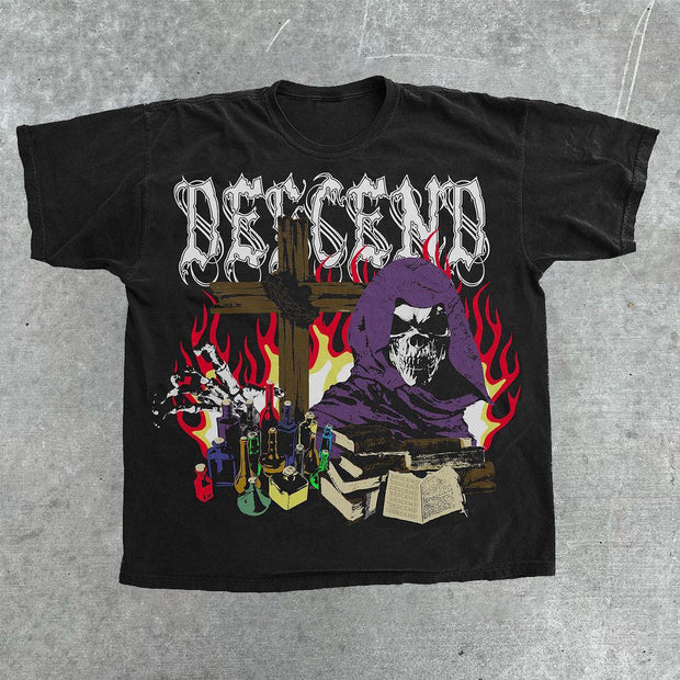 Retro trendy brand printed street short-sleeved T-shirt