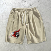 Retro funny print casual sports shorts