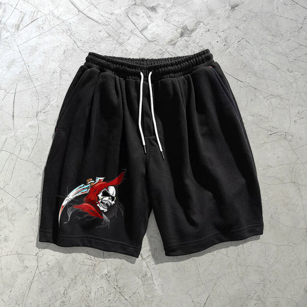 Retro funny print casual sports shorts