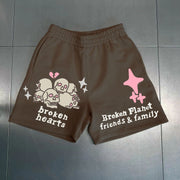 Pink skull casual street beach resort shorts