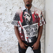 Skull tapestry print short-sleeved shirt jacket