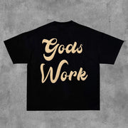 Jesus Gods Work Print Short Sleeve T-Shirt