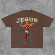 Jesus Gods Work Print Short Sleeve T-Shirt