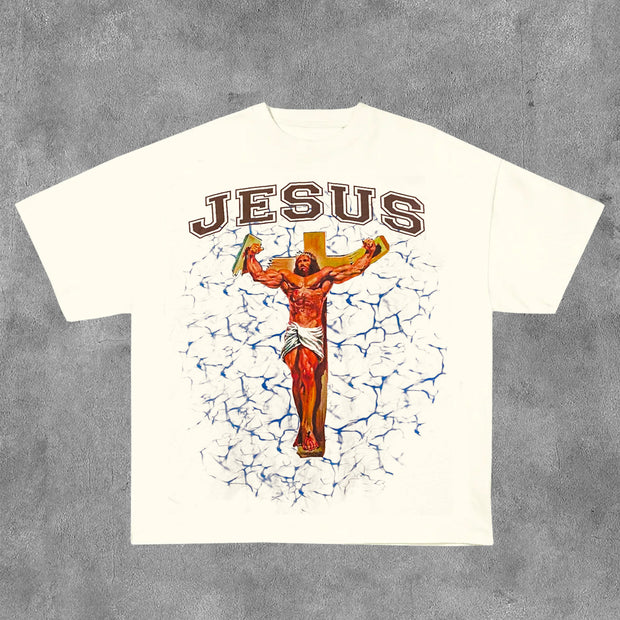 Jesus Gods Work Print Short Sleeve T-Shirt