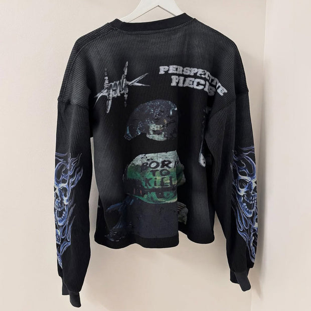 Multi-element Print Long Sleeve Sweatshirt