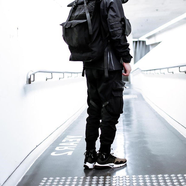 Paratrooper pants with streamers and multi-pockets