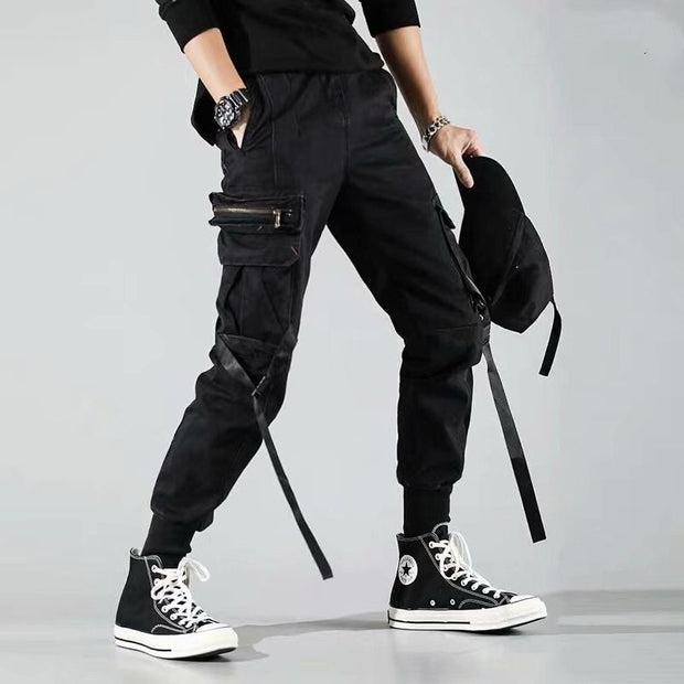 Paratrooper pants with streamers and multi-pockets