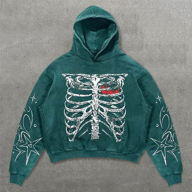Stylish Rib Letters Print Long Sleeve Hoodies
