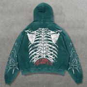 Stylish Rib Letters Print Long Sleeve Hoodies