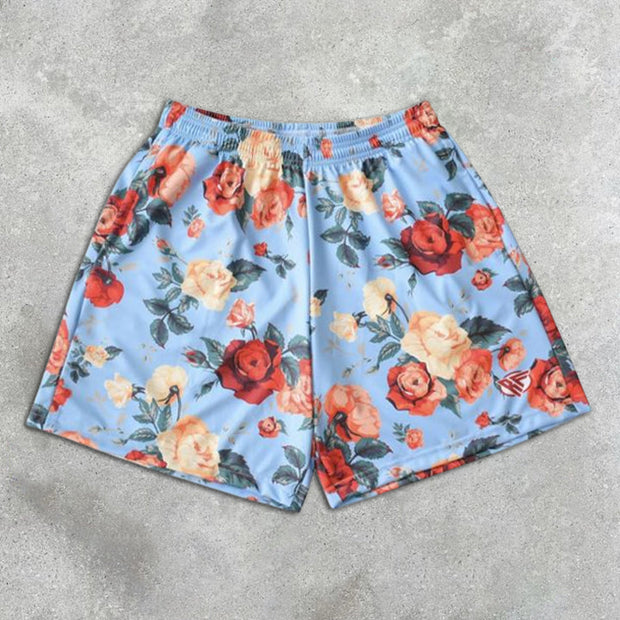 floral all-over elastic shorts