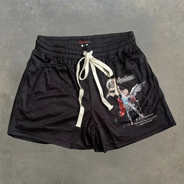 angel print stretch shorts