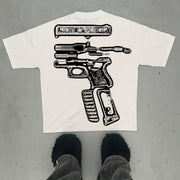 Oversized T-shirt with dangerous goods print