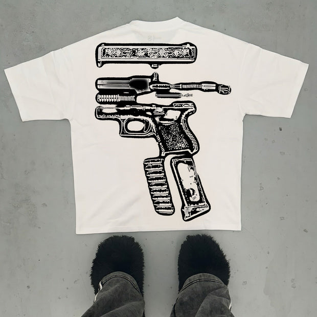 Oversized T-shirt with dangerous goods print