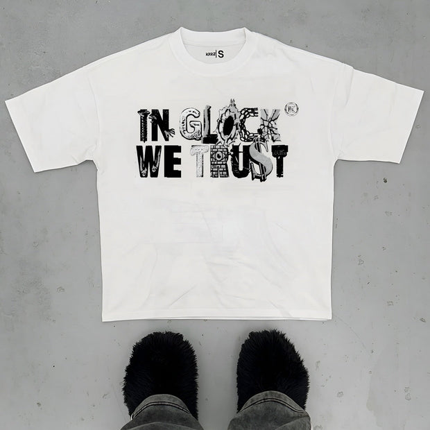 Oversized T-shirt with dangerous goods print