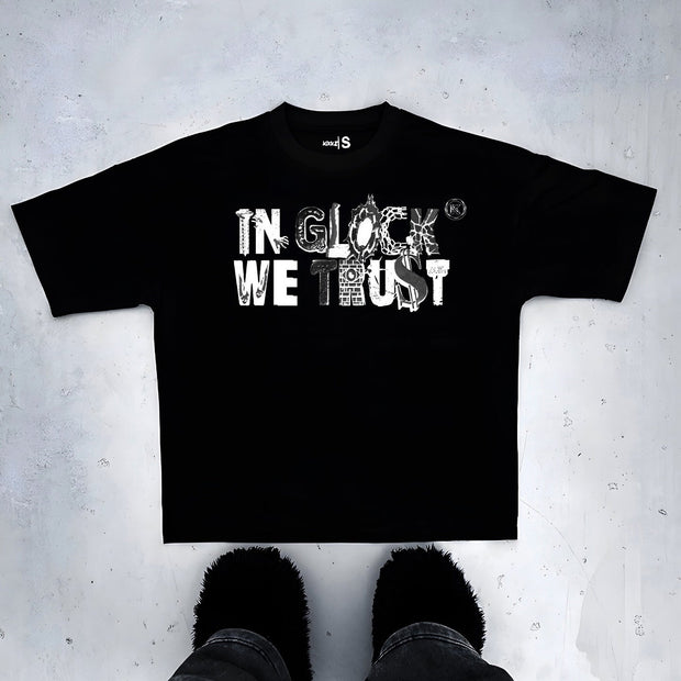 Oversized T-shirt with dangerous goods print