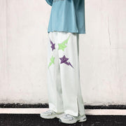 Street color contrast hip-hop print split trousers