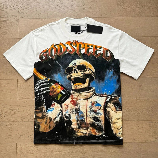Skull Astronaut Short Sleeve Print T-Shirt