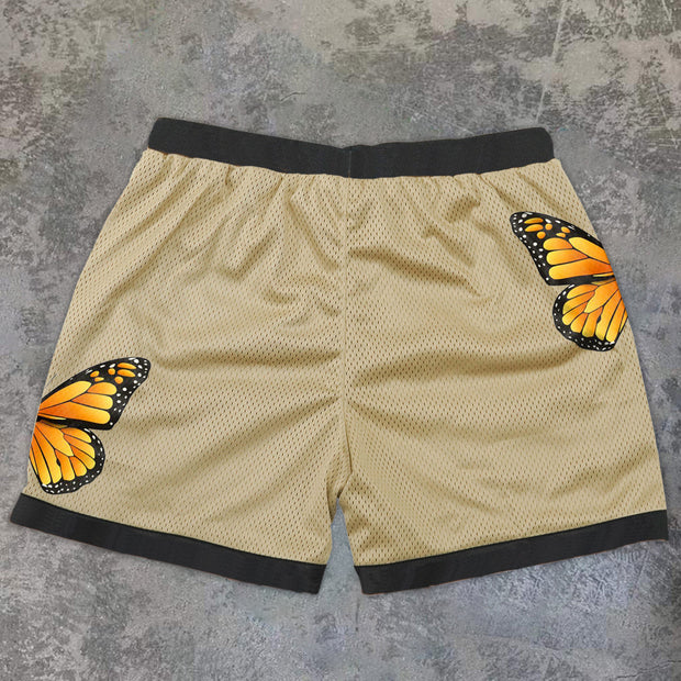 Vintage Butterfly Street Mesh Track Shorts