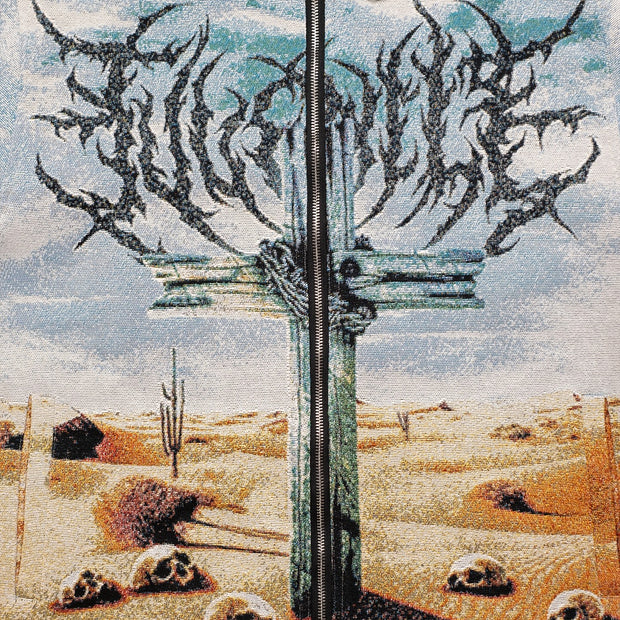 Desert Doom Casual Street Retro Gradient Zipper Tapestry Jacket