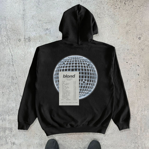 Fashion Blond Earth Print Long Sleeve Hoodies