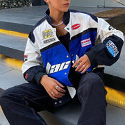 Street style statement color contrast racing jacket