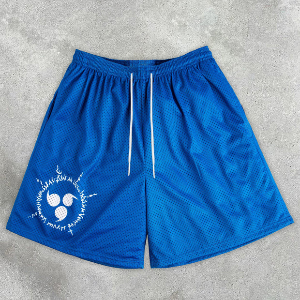 Statement preppy printed mesh shorts