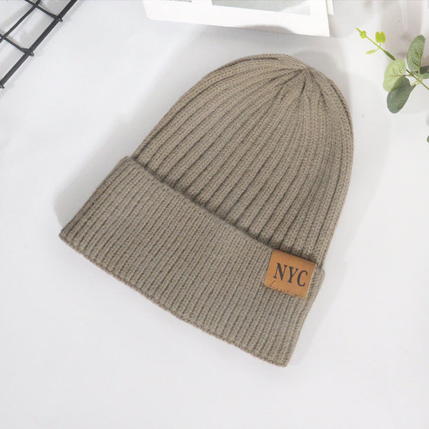 Casual and versatile NYC letter wool knitted hat Japanese style