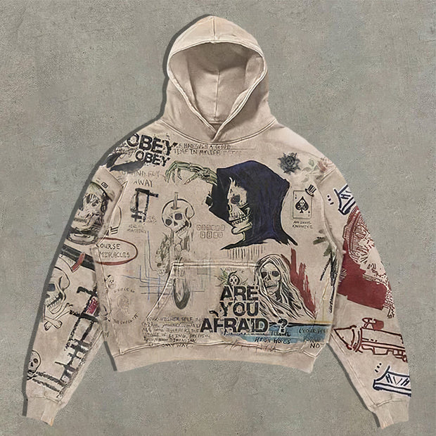 Vintage skull print hoodie