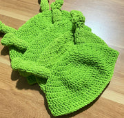 Shrek handmade woolen knitted hat funny hat hood green hat