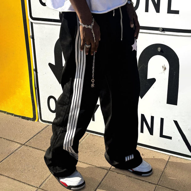 Stripe Star Printed Pocket Sweatshirt Pants