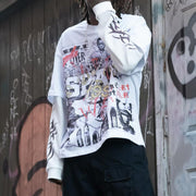 War Child Casual Street Retro Stitching Long Sleeve T-shirt