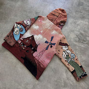 Cartoon House Print Long Sleeve Hoodies