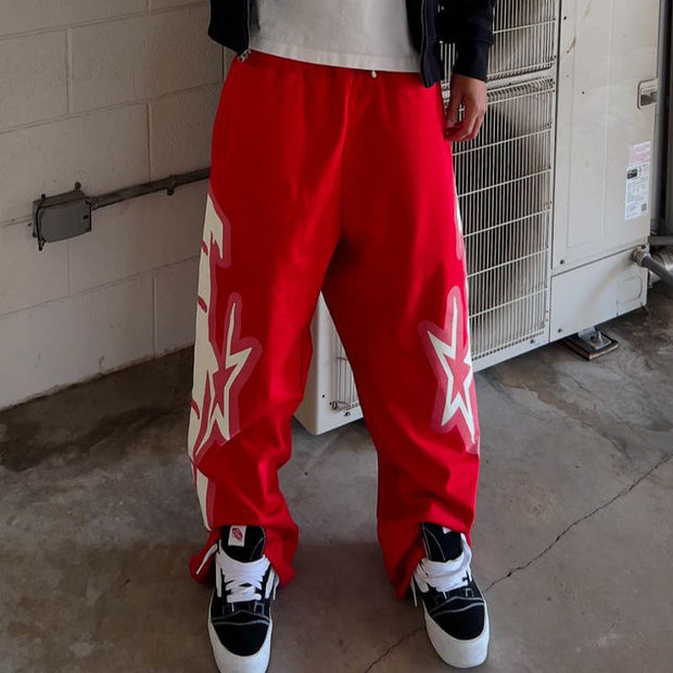 Casual Pentagram Letters Print Pocket Trousers