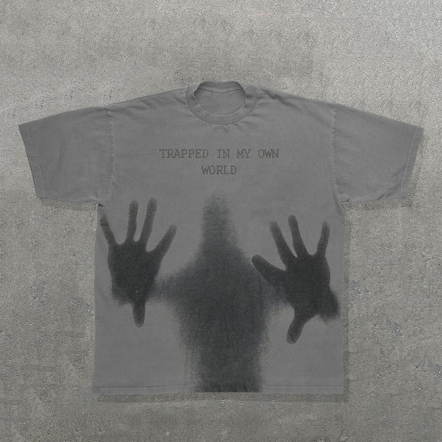 Trapped In My Own World Print Short Sleeve T-Shirt