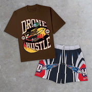 Casual Street Mesh T-Shirt Shorts Two-Piece Set