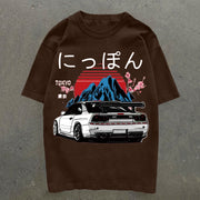 Japanese & Car Print Short Sleeve T-Shirt