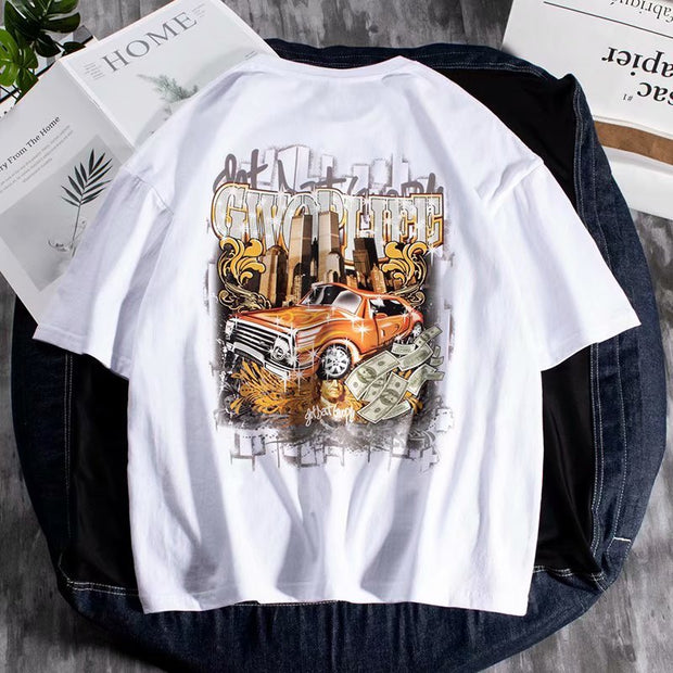 Hip-hop loose trendy brand short-sleeved t-shirt