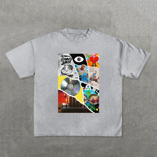 Fashion Album Print Short Sleeve T-Shirt