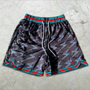 Lightning graphic print colorblock elastic shorts