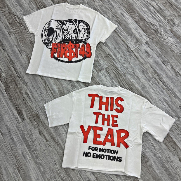 Money print casual street cotton T-shirt