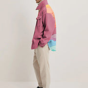 Fashion Rainbow Print Lapel Jacket