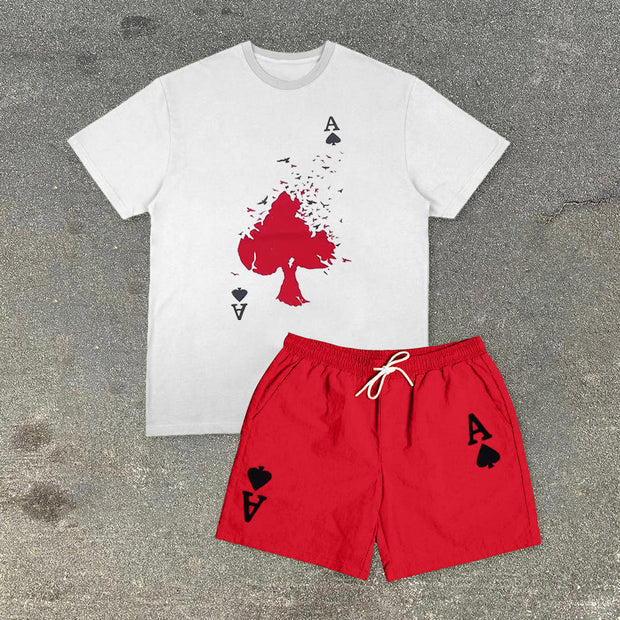 Casual printed retro comfortable short-sleeved suit
