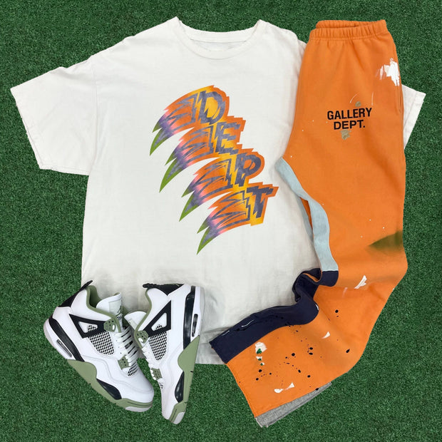 Letter Dept Print T-shirt Sweatpants Two Piece Set
