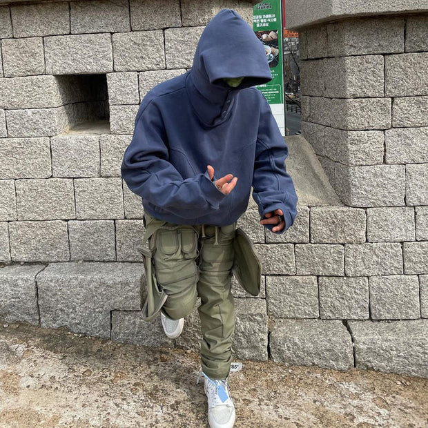 High Street Breasted Tide Brand Loose Oversize Pure Color Vibe Hoodie