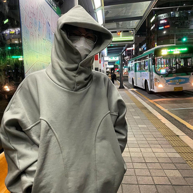 High Street Breasted Tide Brand Loose Oversize Pure Color Vibe Hoodie